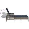 vidaXL Sun Lounger Reclining 3 pcs Grey and Navy Blue Poly Rattan