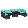 vidaXL Garden Sofa Set with Storage 11 pcs Black Poly rattan