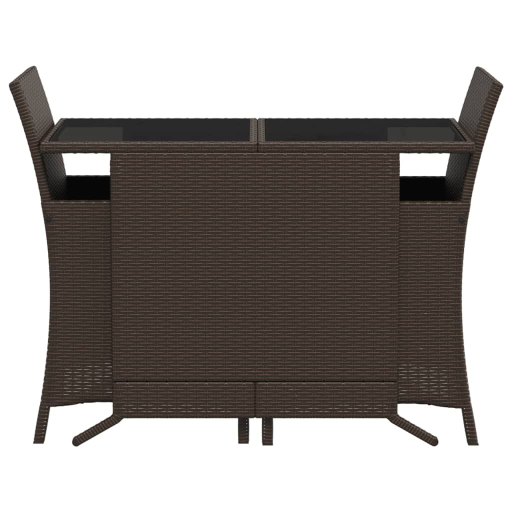 vidaXL 3 Piece Bistro Set with Cushions Brown Poly Rattan