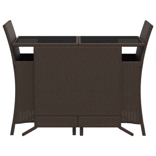 vidaXL 3 Piece Bistro Set with Cushions Brown Poly Rattan