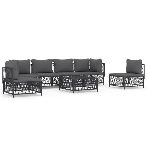 vidaXL 7 Piece Garden Lounge Set with Cushions Anthracite Steel