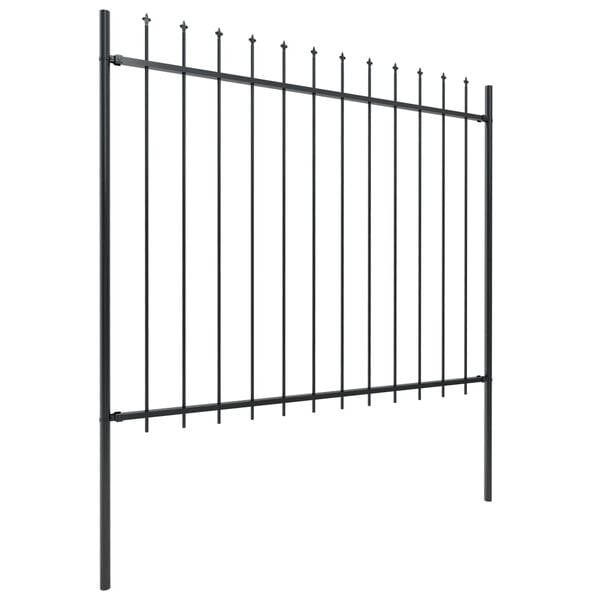 vidaXL Garden Fence with Spear Top Steel 359x150 cm Black