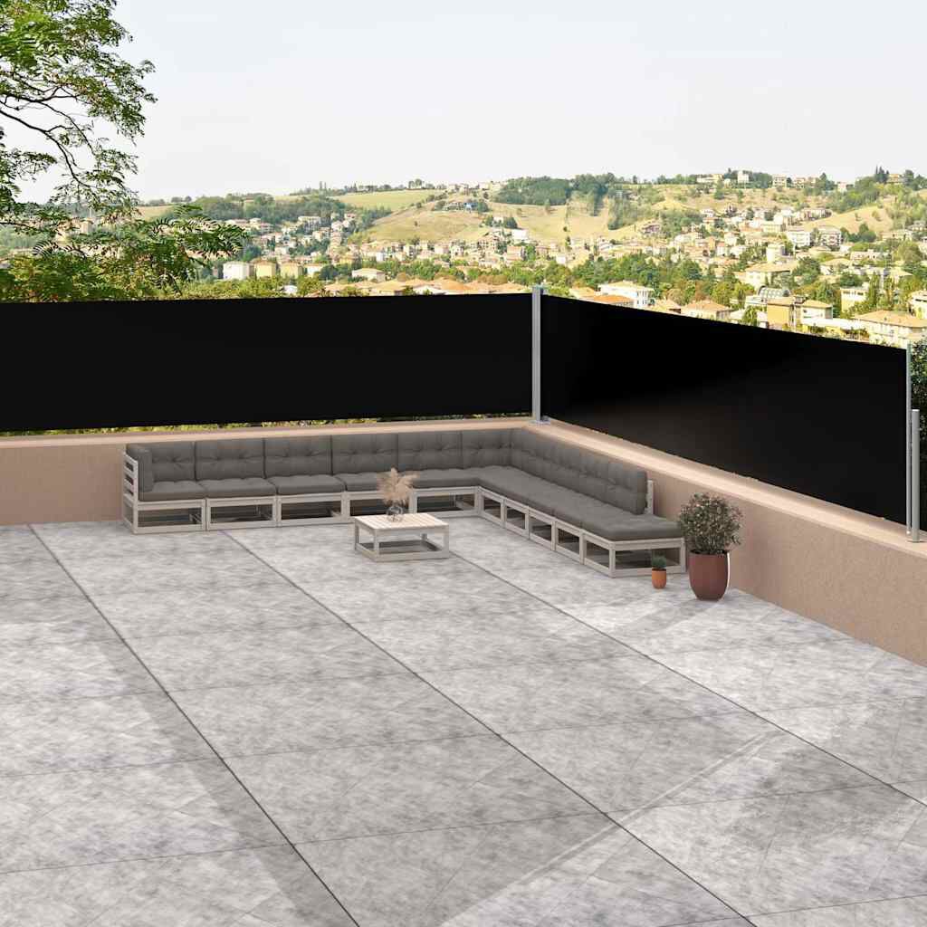 vidaXL Retractable Side Awning Black 117x1200 cm