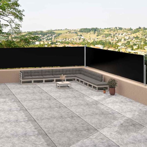 vidaXL Retractable Side Awning Black 117x1200 cm