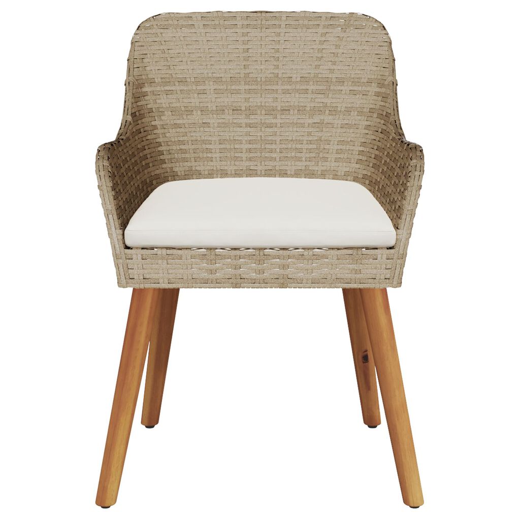 vidaXL Garden Chairs with Cushions 2 pcs Beige Poly Rattan