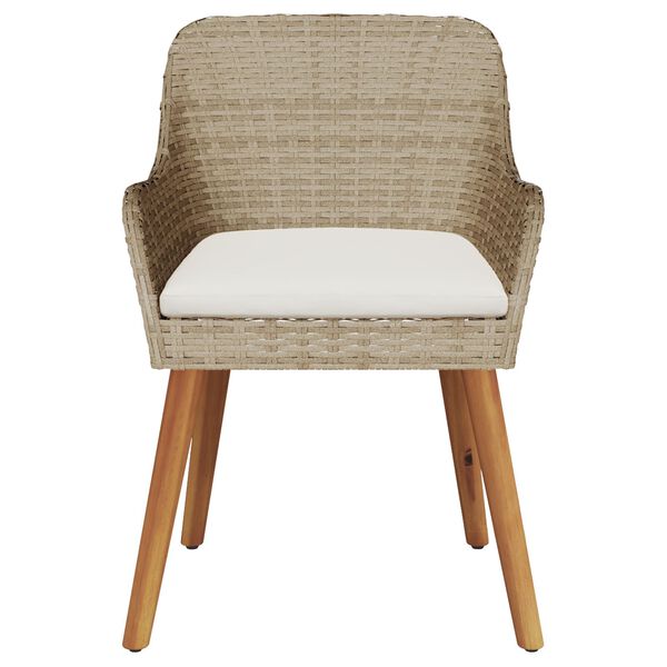 vidaXL Garden Chairs with Cushions 2 pcs Beige Poly Rattan