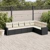vidaXL 7 Piece Garden Sofa Set with Cushions Black Poly Rattan