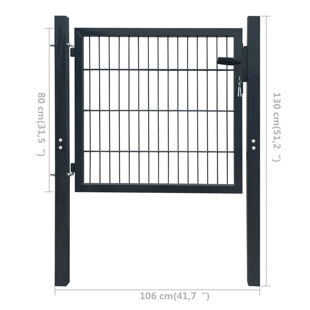 vidaXL 2D Fence Gate (Single) Anthracite Grey 106 x 130 cm
