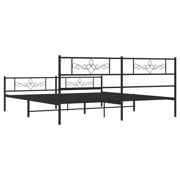 vidaXL Metal Bed Frame without Mattress with Footboard Black 193x203cm