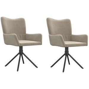 vidaXL Swivel Dining Chairs 2 pcs Light Grey Velvet