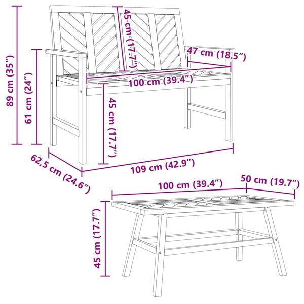 vidaXL 5 Piece Garden Lounge Set Solid Wood Acacia
