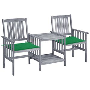 vidaXL Garden Chairs with Tea Table and Cushions Solid Acacia Wood
