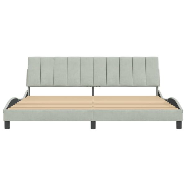 vidaXL Bed Frame without Mattress "Hanko" Light Grey 193x203 cm Velvet