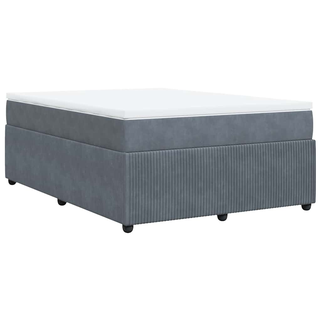 vidaXL Box Spring Bed with Mattress Dark Grey Queen Velvet