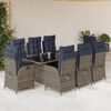 vidaXL 9 Piece Garden Dining Set with Cushions Grey Poly Rattan