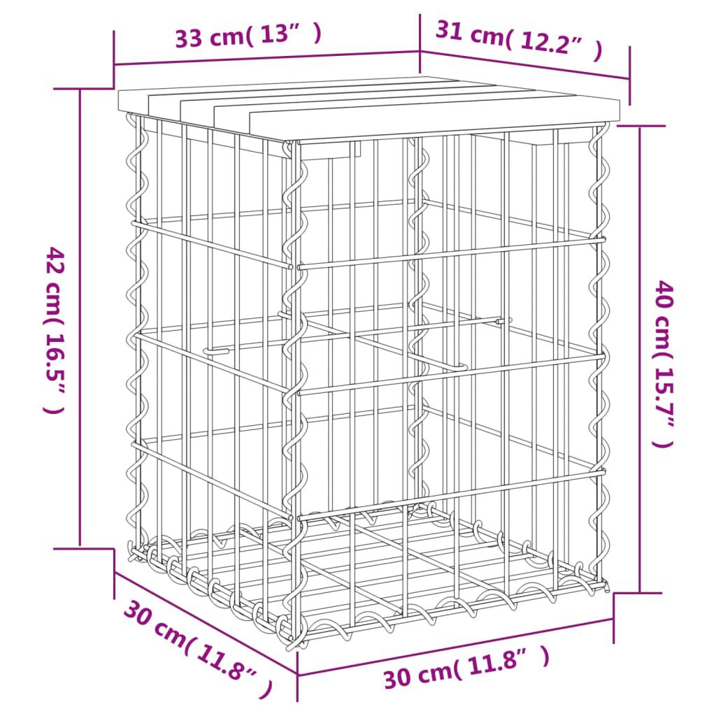 vidaXL Garden Bench Gabion Design 33x31x42 cm Solid Wood Pine