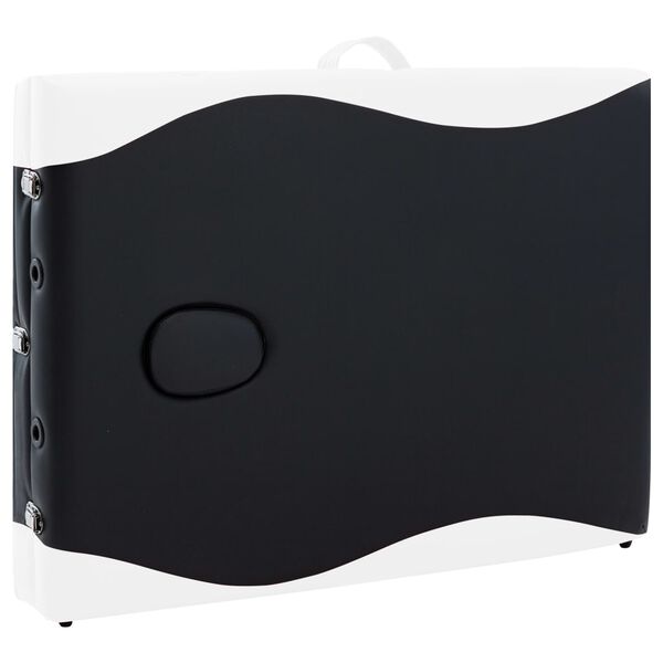 vidaXL 3-Zone Foldable Massage Table Aluminium Black and White
