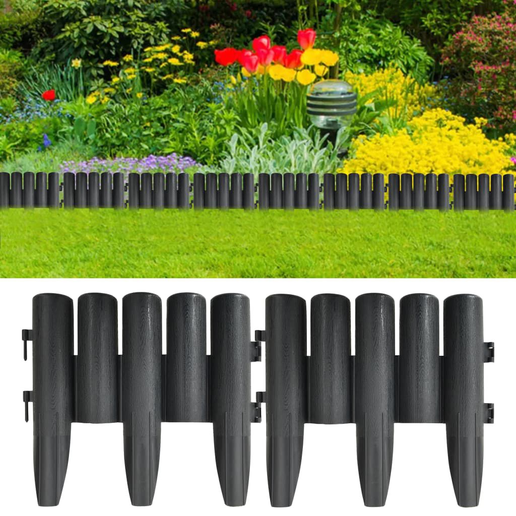 vidaXL Lawn Edgings 36 pcs Anthracite 990 cm Polypropylene