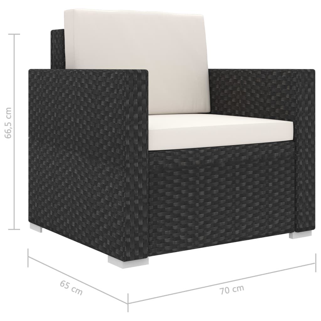 vidaXL 8 Piece Garden Lounge Set with Cushions Poly Rattan Black