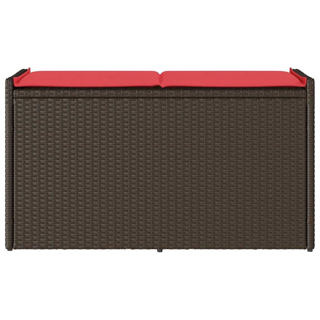 vidaXL Outdoor Storage Bench with Cushion Brown 100 cm Poly Rattan