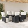 vidaXL Garden Dining Set with Cushion 7 pcs Black Poly Rattan