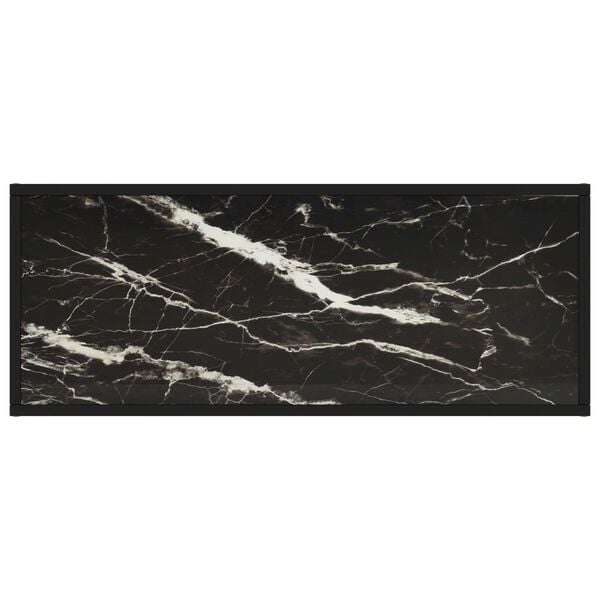 vidaXL TV Cabinet Black with Black Marble Glass 100x40x40 cm