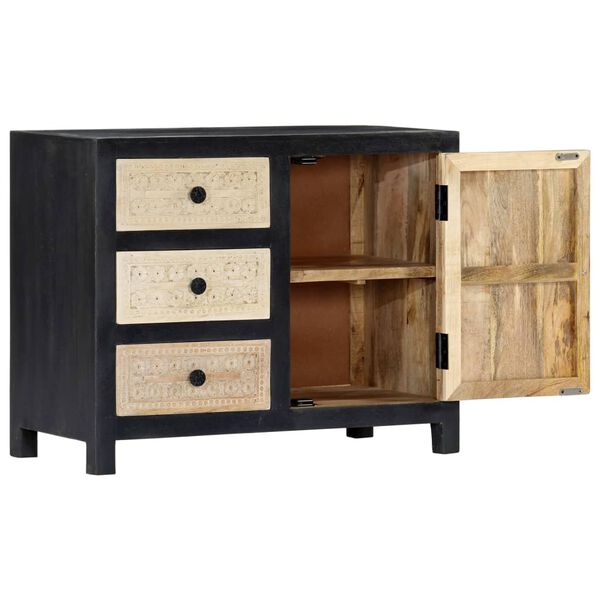 vidaXL Hand Carved Side Cabinet Grey 75x35x60 cm Solid Mango Wood
