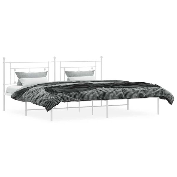 vidaXL Metal Bed Frame without Mattress with Headboard White 193x203cm