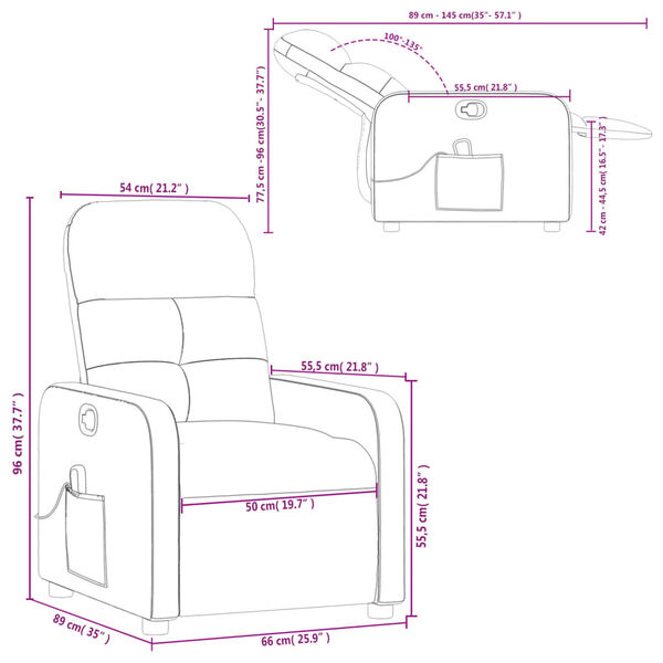 vidaXL Massage Recliner Chair Light Grey Fabric