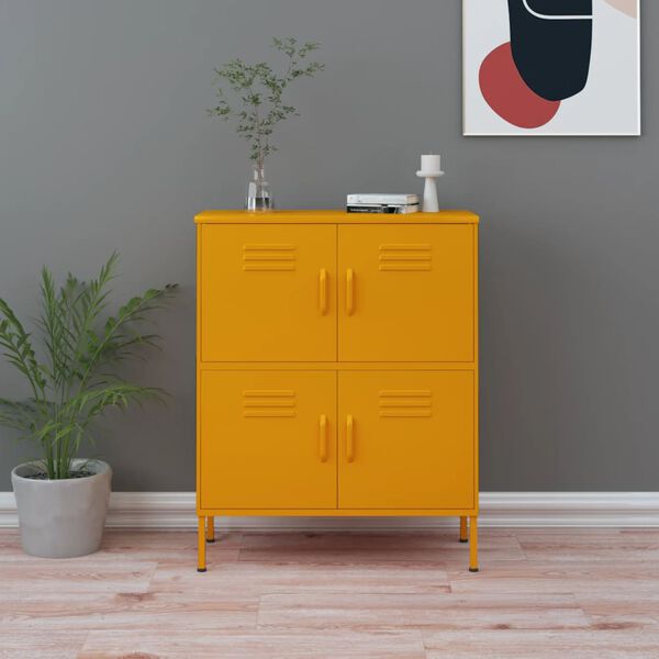 vidaXL Storage Cabinet Mustard Yellow 80x35x101.5 cm Steel