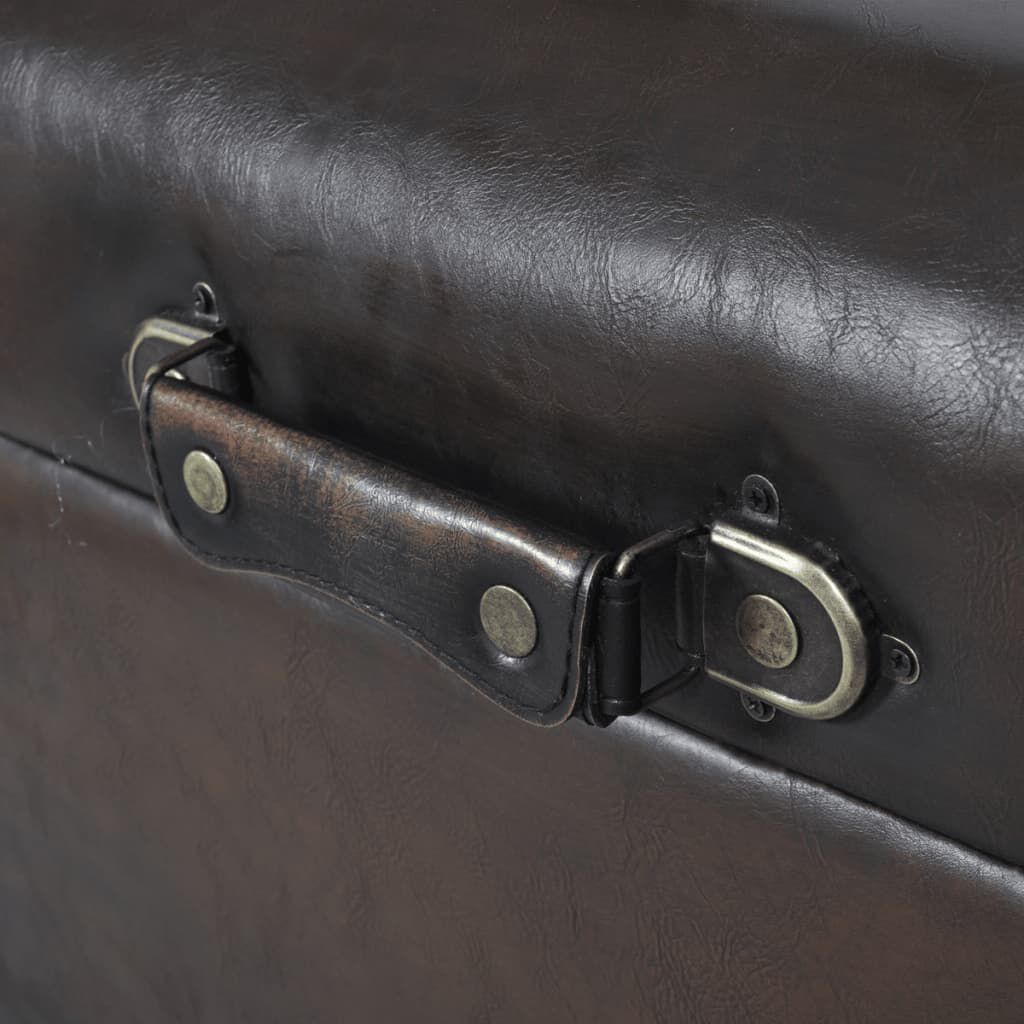 vidaXL Storage Benches 3 pcs Dark Brown Solid Wood Pine&Faux Leather