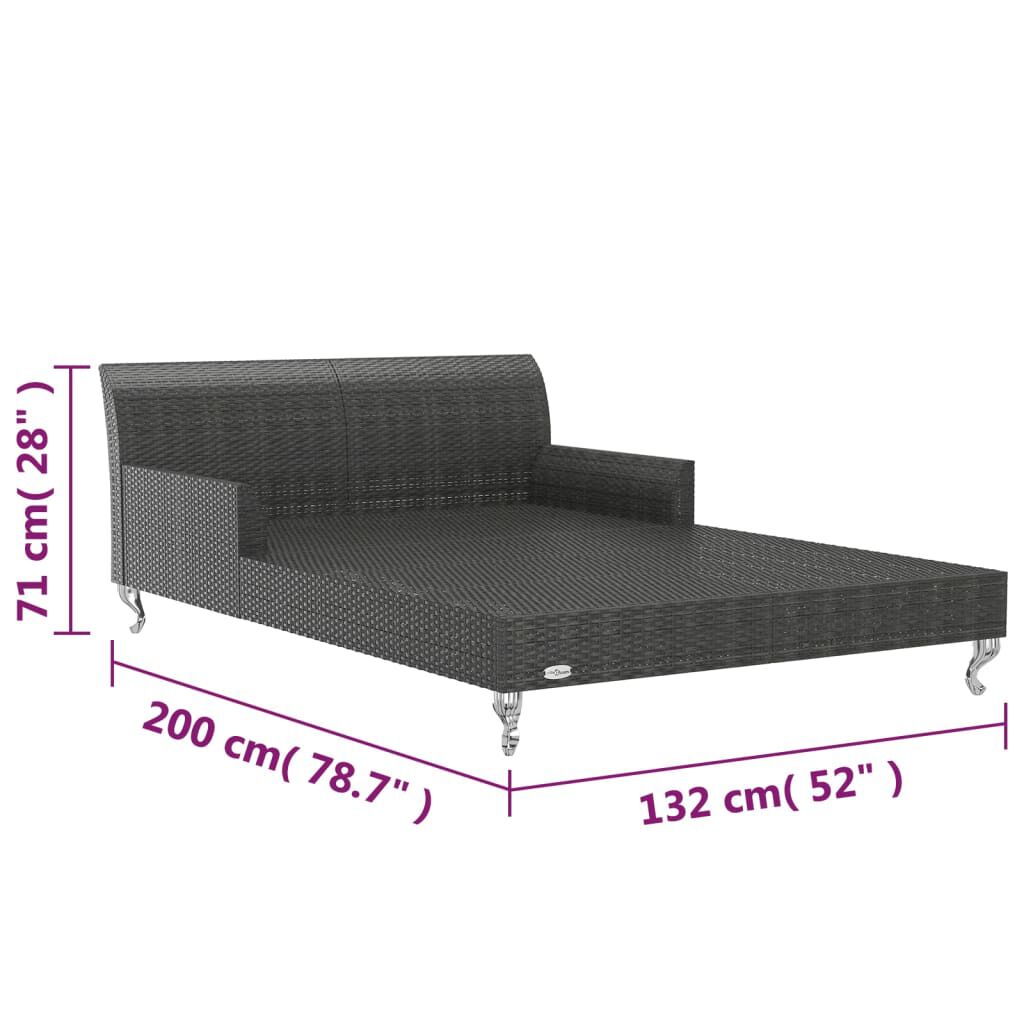 vidaXL 2-Person Garden Sun Bed with Cushions Poly Rattan Black