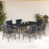 vidaXL 7 Piece Garden Dining Set with Cushions Grey Poly Rattan
