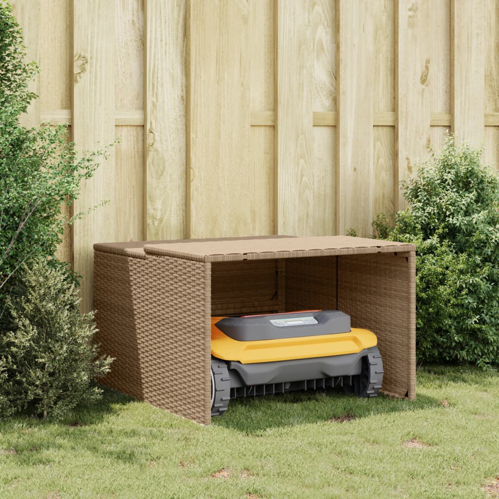 vidaXL Robot Mower Garage Beige 86x90x52/57 cm Poly Rattan