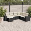 vidaXL 7 Piece Garden Sofa Set with Cushions Black Poly Rattan
