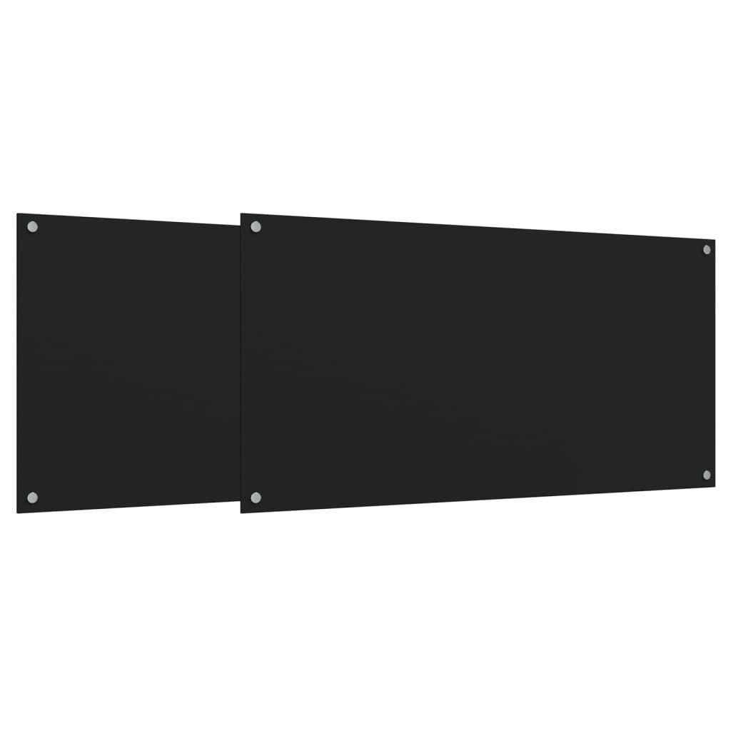 vidaXL Kitchen Backsplashes 2 pcs Black 80x50 cm Tempered Glass