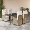 vidaXL 5 Piece Garden Dining Set with Cushions Beige Poly Rattan