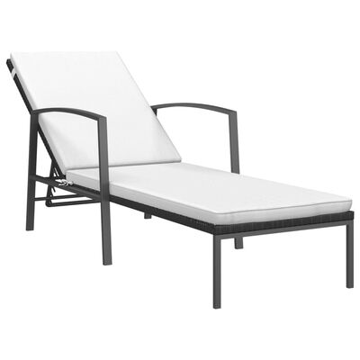 vidaXL Sun Loungers 2 pcs with Table Poly Rattan Black