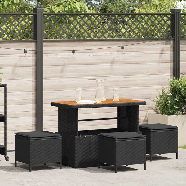 vidaXL Garden Dining Set 4 pcs Black Poly rattan