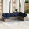 vidaXL Sofa Set with Cushion 8 pcs Grey Poly Rattan