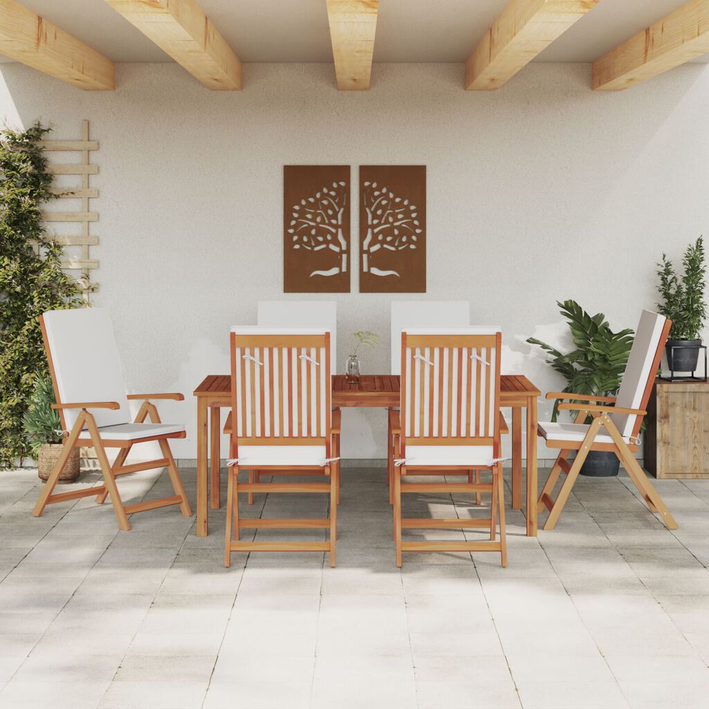 vidaXL Reclining Garden Chairs with Cushions 6 pcs Solid Teak Wood