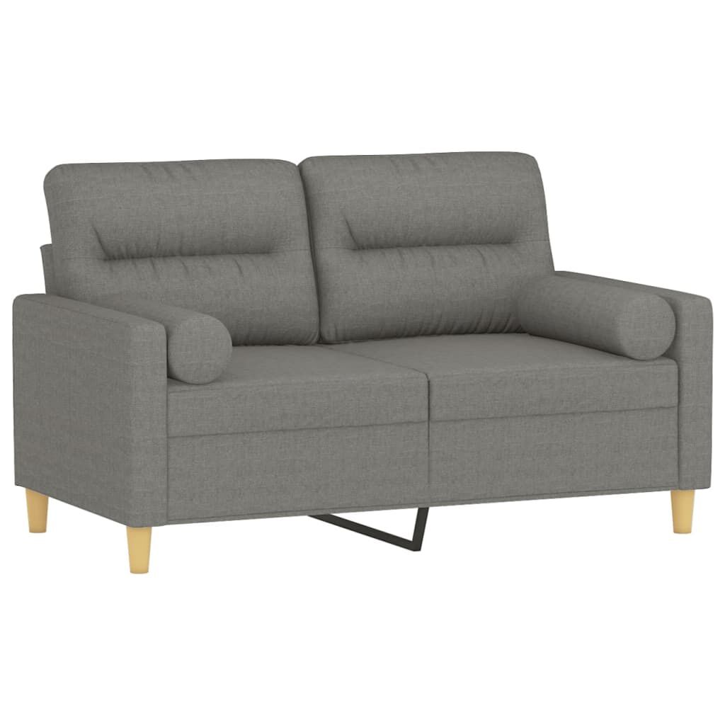 vidaXL 2-Seater Sofa with Pillows&Cushions Dark Grey 120 cm Fabric
