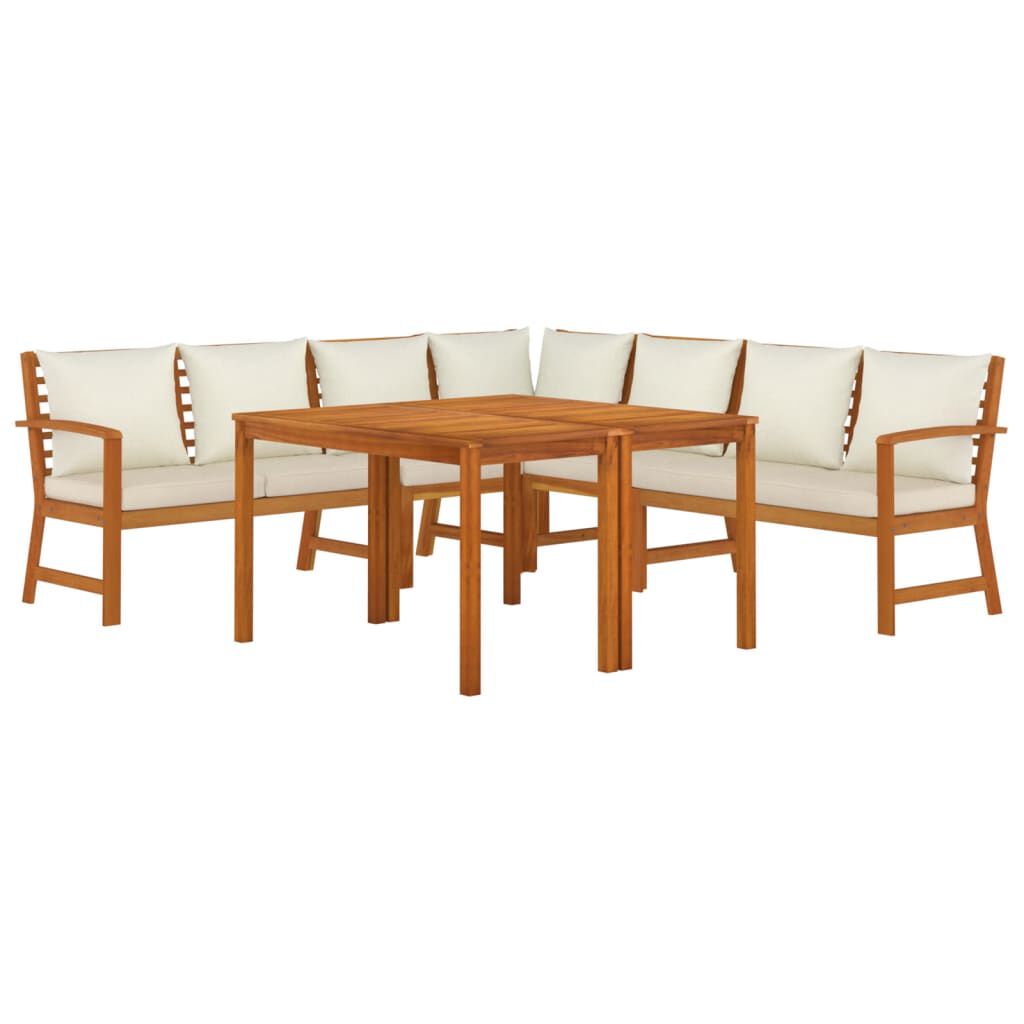 vidaXL 7 Piece Garden Dining Set with Cushions Solid Wood Acacia