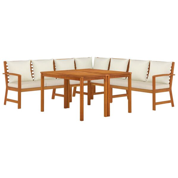vidaXL 7 Piece Garden Dining Set with Cushions Solid Wood Acacia