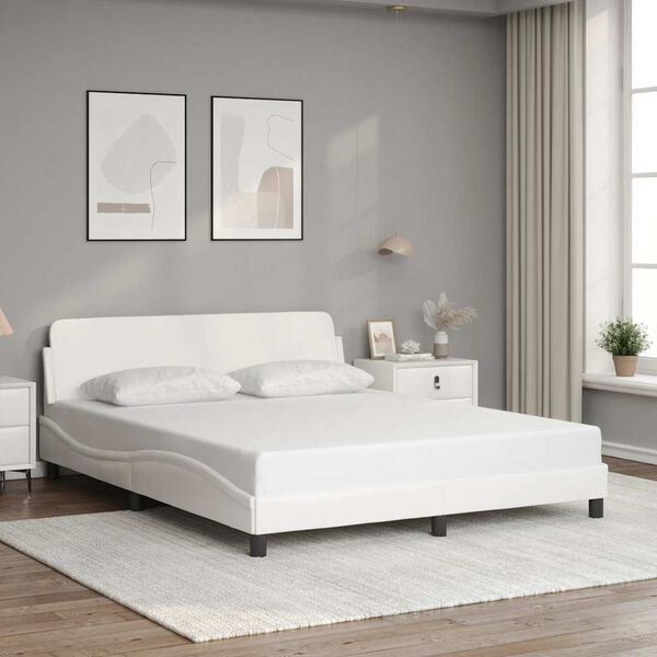 vidaXL Bed Frame "Dover" White 152x203 cm Queen Faux Leather