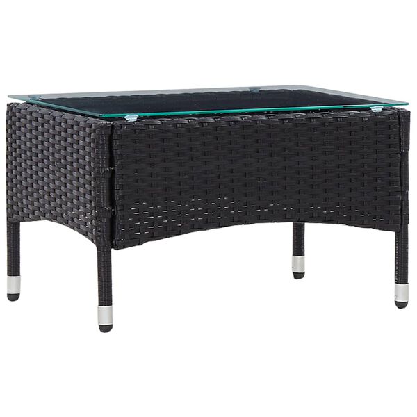 vidaXL 4 Piece Garden Lounge Set with Cushions Poly Rattan Black