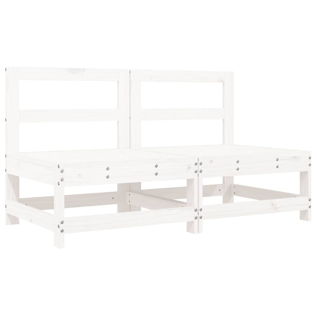 vidaXL Middle Sofas with Cushions 2 pcs White Solid Wood Pine