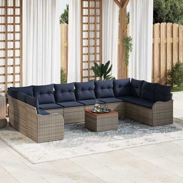 vidaXL Garden Sofa Set 11 pcs Grey Poly rattan