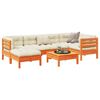 vidaXL 7 Piece Garden Sofa Set with Cushions Wax Brown Solid Wood Pine