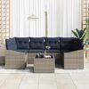 vidaXL Sofa Set with Cushion 7 pcs Grey and Navy Poly Rattan